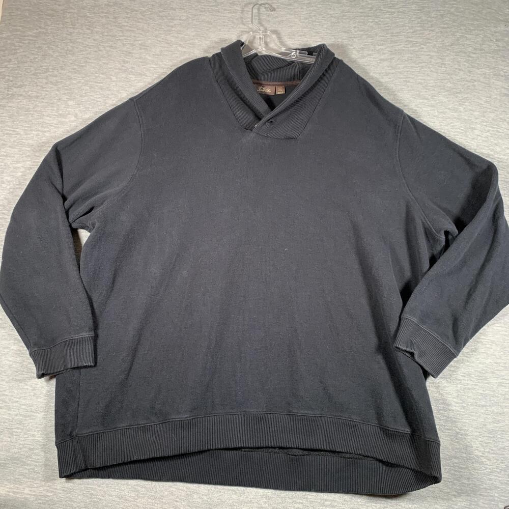 Tasso Elba Sweater Mens 4XLT Black Mock Neck Button Pullover Cotton Knit Casual